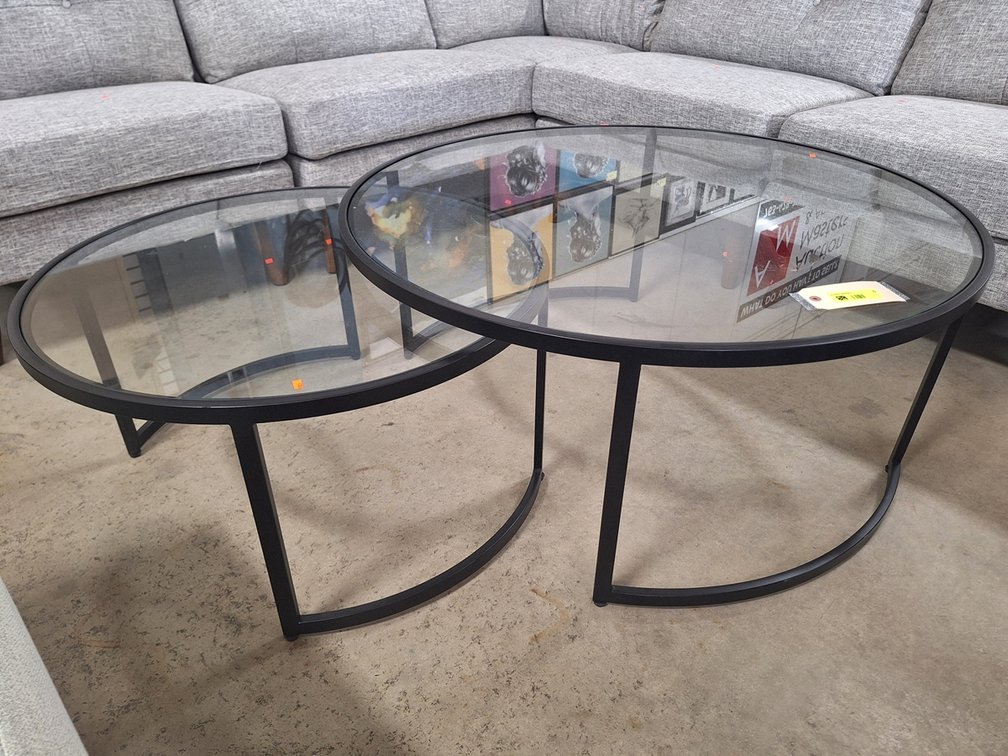 Glass Coffee Tables, 42"x42"x18" and 32"x32"x16"