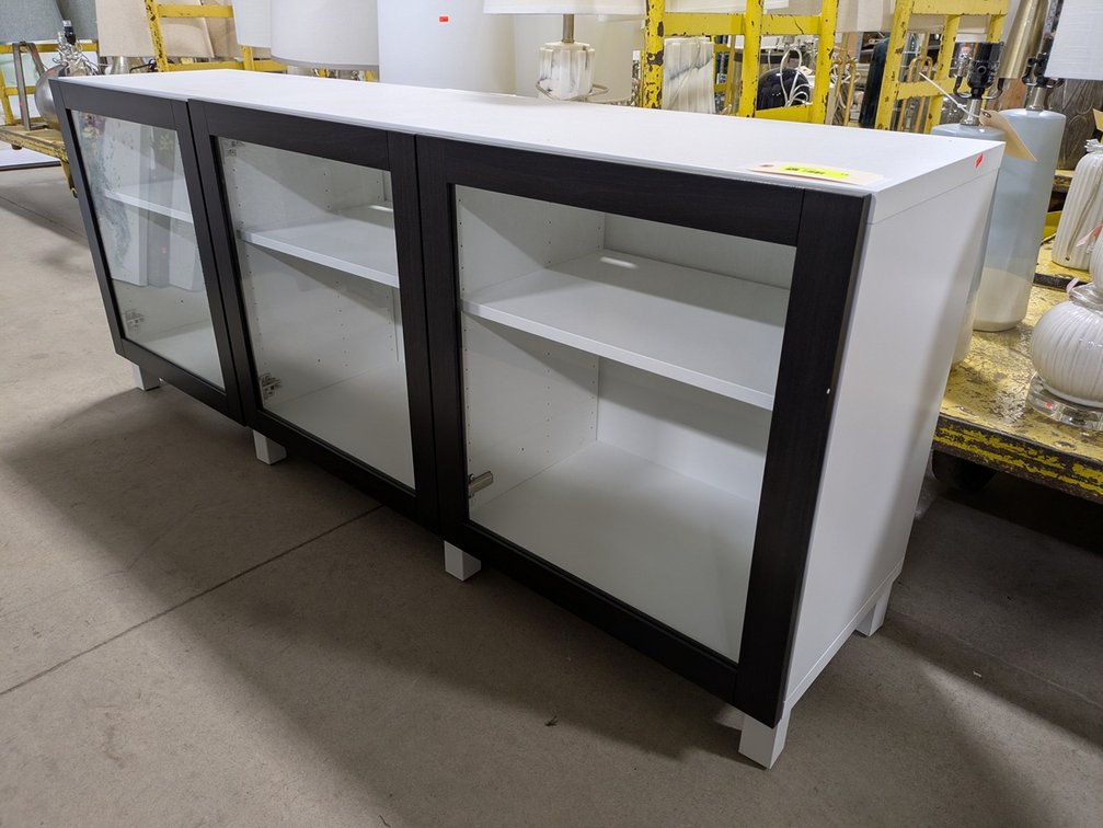 Ikea Besta Glass 3 Door Cabinet, 71"x16"x29"