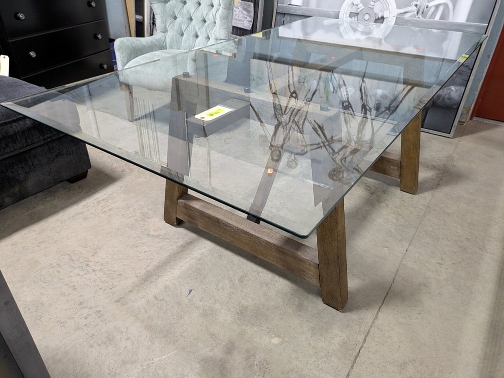 Wood/Glass Table, 80"x40"x30"