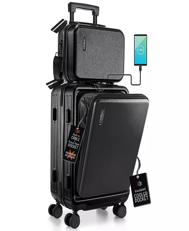 Travelarim 2-Piece Hard Luggage Set Black Online Retail: $111