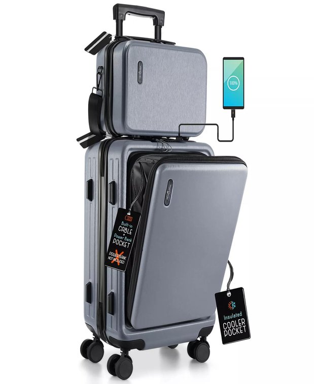Travelarim 2-Piece Hard Luggage Set Grey Online Retail: $111