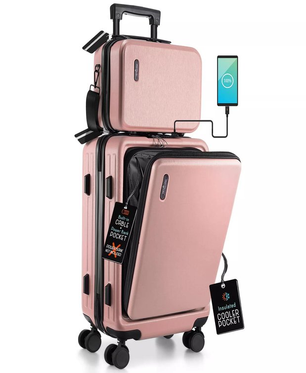 Travelarim 2-Piece Hard Luggage Set Pink Online Retail: $111