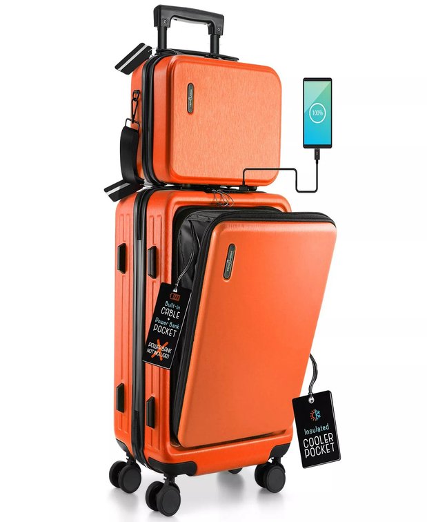 Travelarim 2-Piece Hard Luggage Set Orange Online Retail: $111