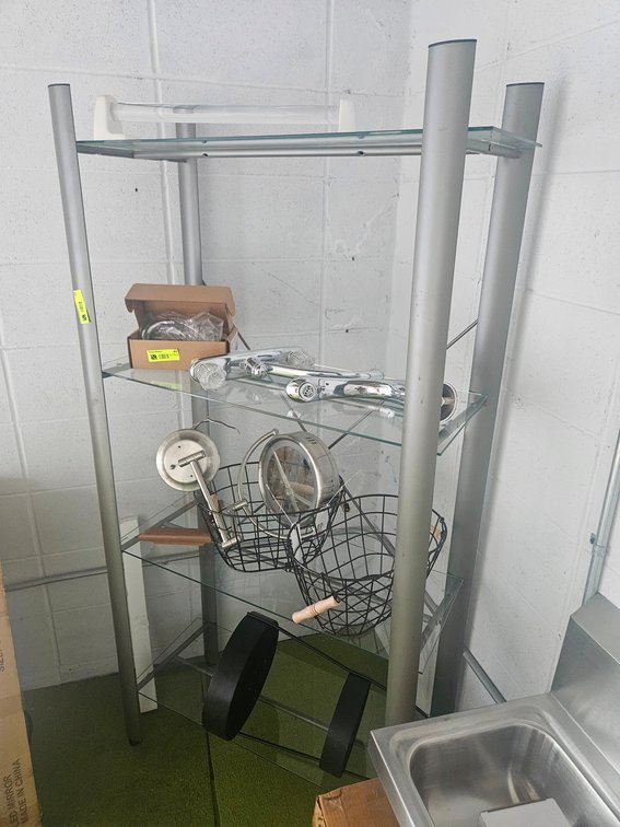 Metal/Glass 4 Tier Shelf, 32"x14"x64"