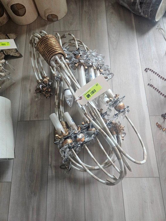 2 Decorative Light Fixtures, 29" Tall (seller states this is out of the Stillwater Chamber of Commerce Building)