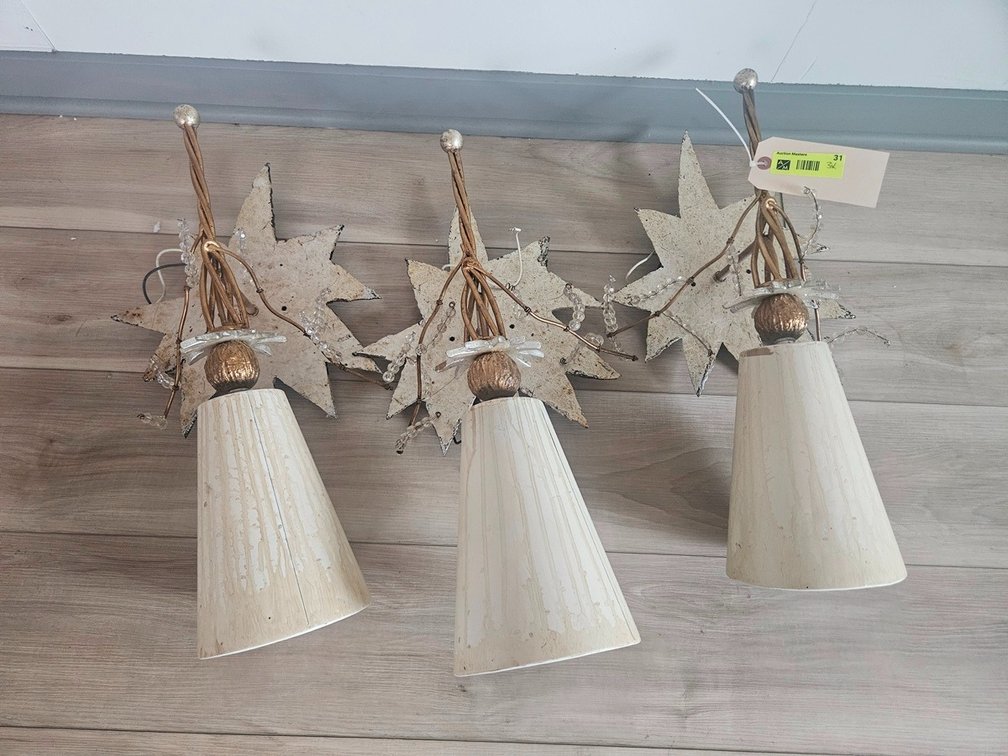 3 Decorative Light Fixtures, 21" Tall (seller states this is out of the Stillwater Chamber of Commerce Building)