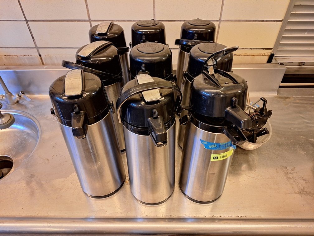 9 SS Coffee Carafes with Related