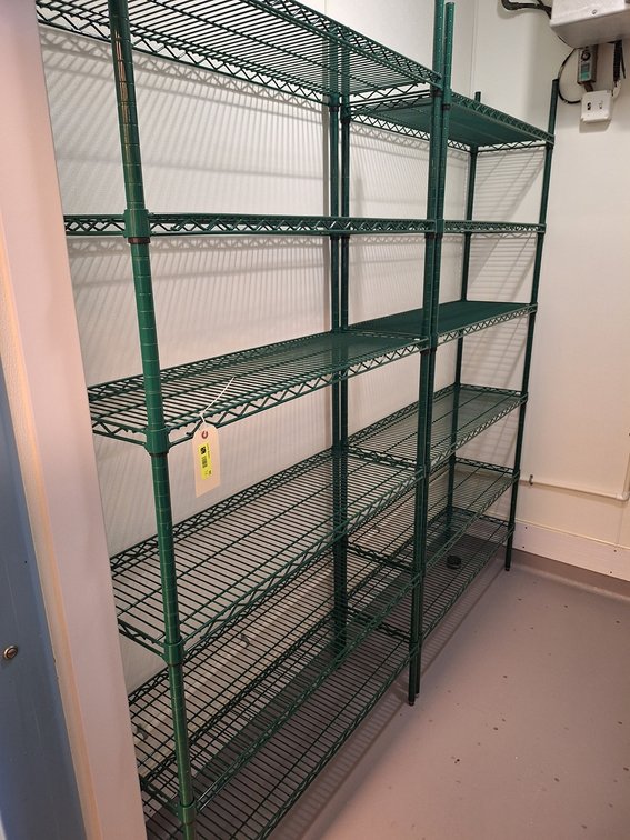 2- 4-Tier Green Wire Racks, 42"x14"x86"