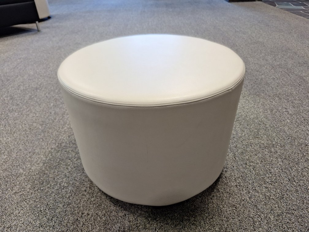 3 Round Vinyl Ottomans on Wheels, 26"x18"