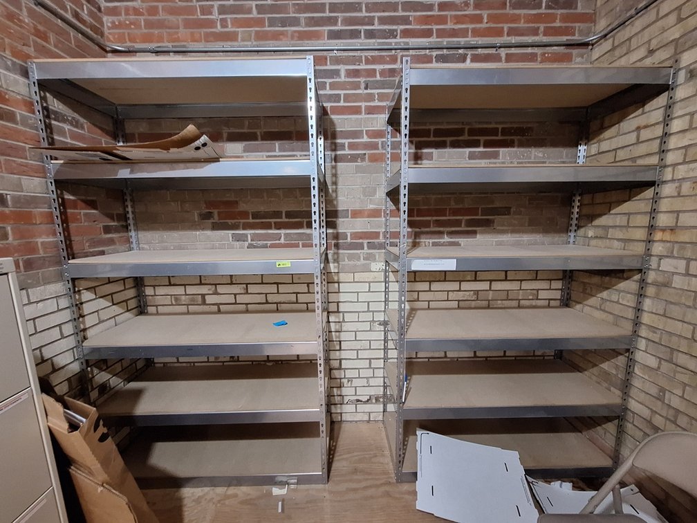 2 Wood/Metal Shelves, 48x18"x84"