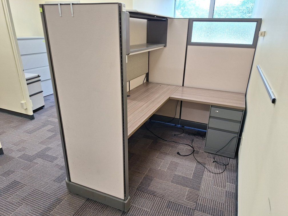 2 Workplace Cubicle System, 6'x5' Workspace, 67" Walls, Desks and Cabinets