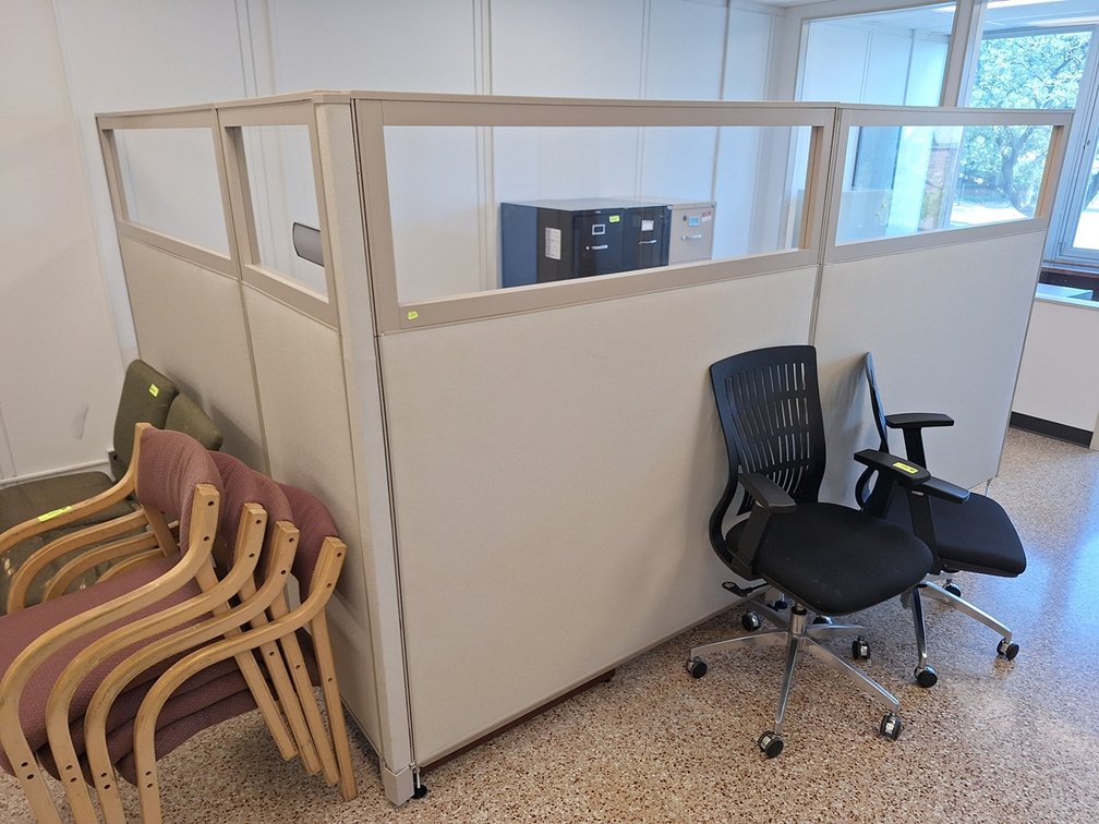Office Wall Panels with Window Tops, 70"H, 8 Pieces