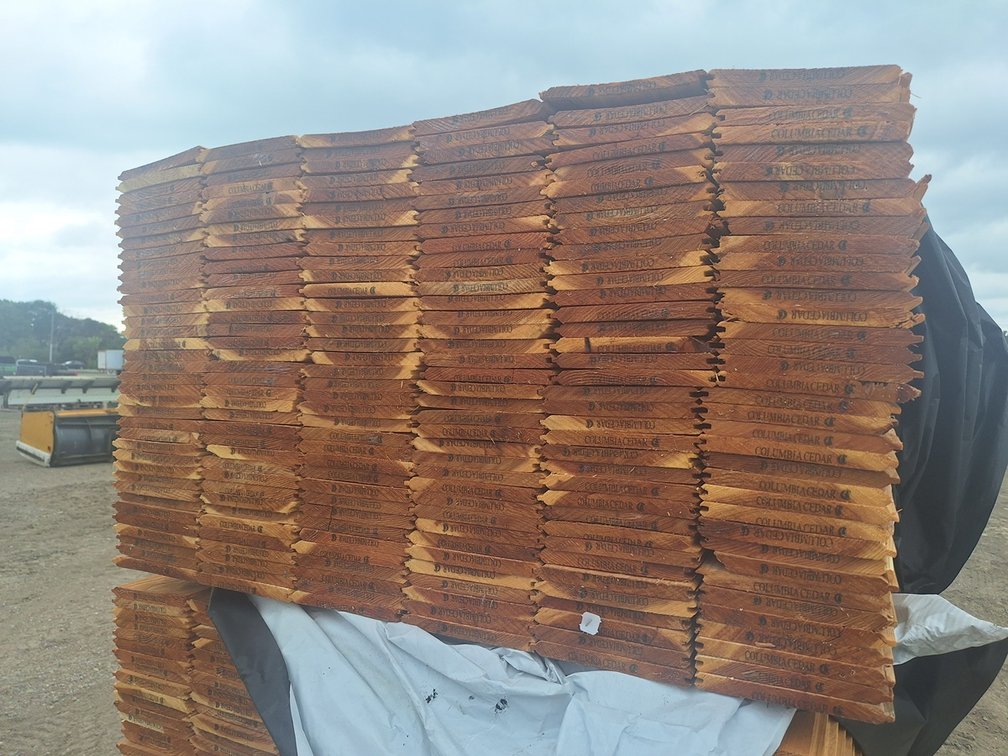 Cedar 1"x8" Utility Btr Tongue and Groove V Joint, 8' Lengths, 1728 Linear Feet, 1008 Sq. Ft.