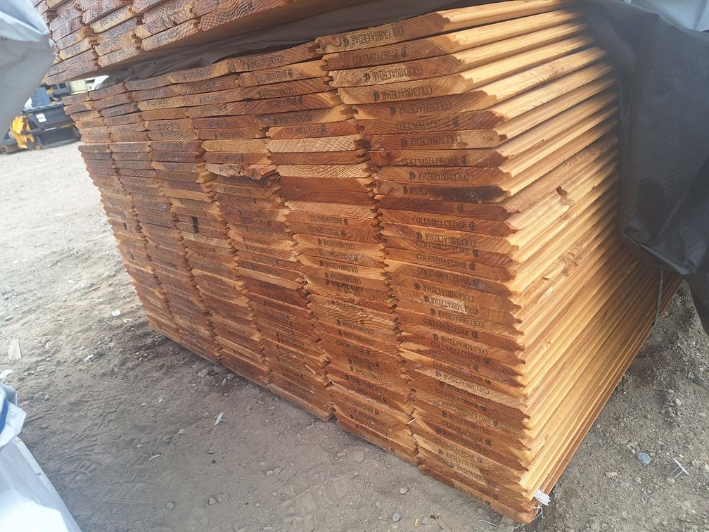 Cedar 1"x8" Utility Btr Tongue and Groove V Joint, 8' Lengths, 1728 Linear Feet, 1008 Sq. Ft.