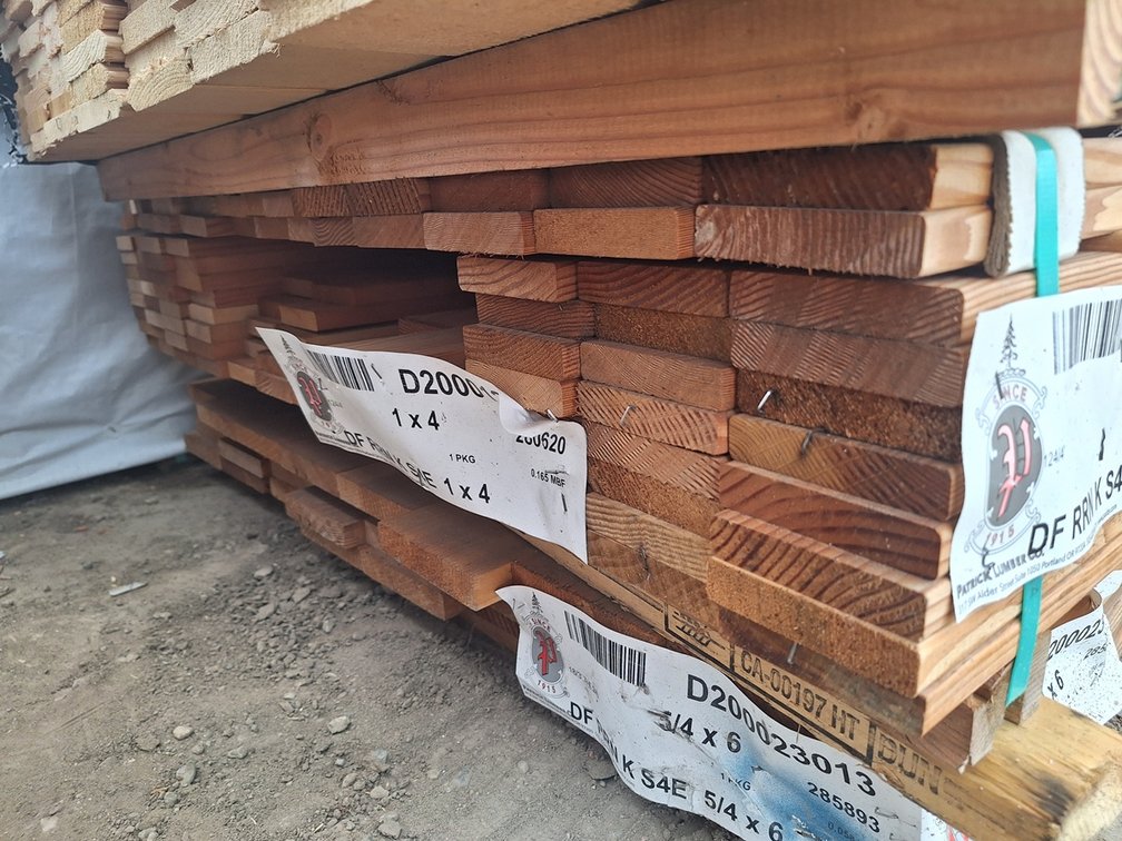 Douglas Fir 1"x4" S4S KD, 4' Lengths, 496 Linear Feet