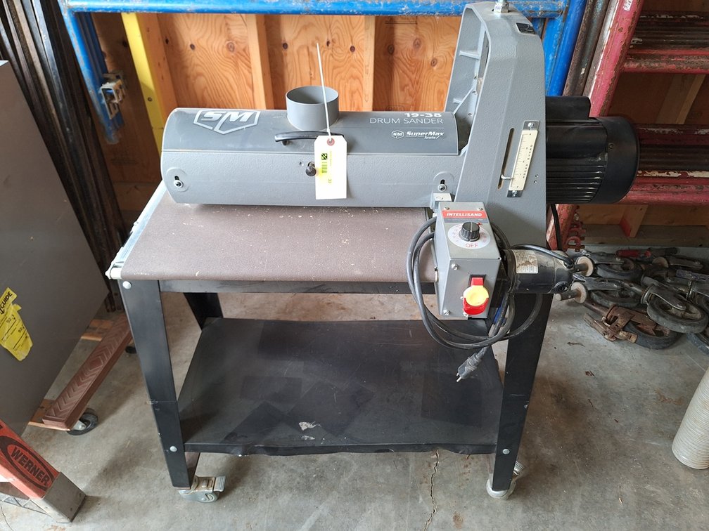 Super Max 19-38 Drum Sander on Wheels, Stock #71938-D, Serial 16096124