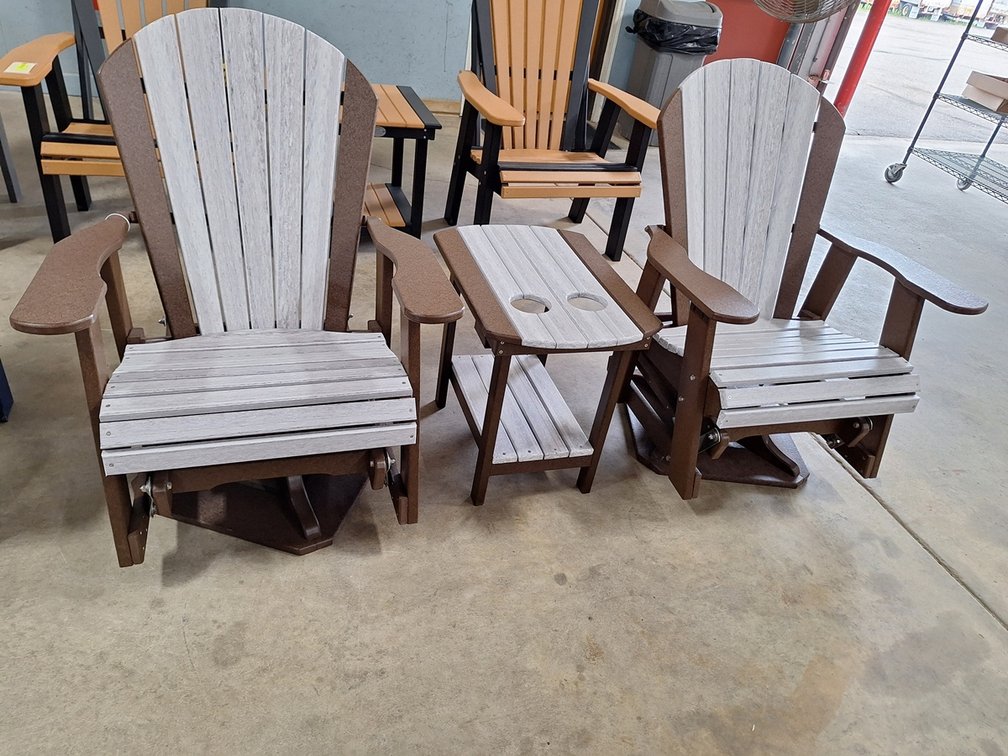 2 Quality Amish Lake Poly Adirondak Chairs and End Table 23"x17"x22"