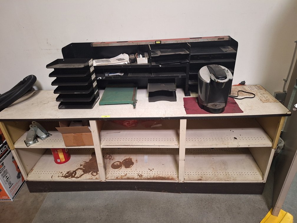 Shipping/Receiving Desk with Contents, 94"x24"x34"