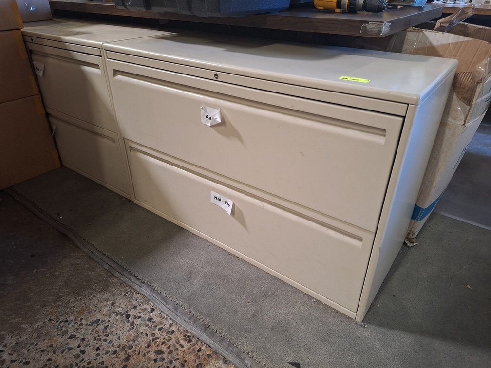 3 Metal Lateral File Cabinets, 42"x18"x27"