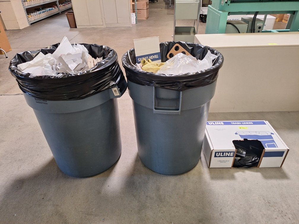 2 Brute Trash Bins with Bags