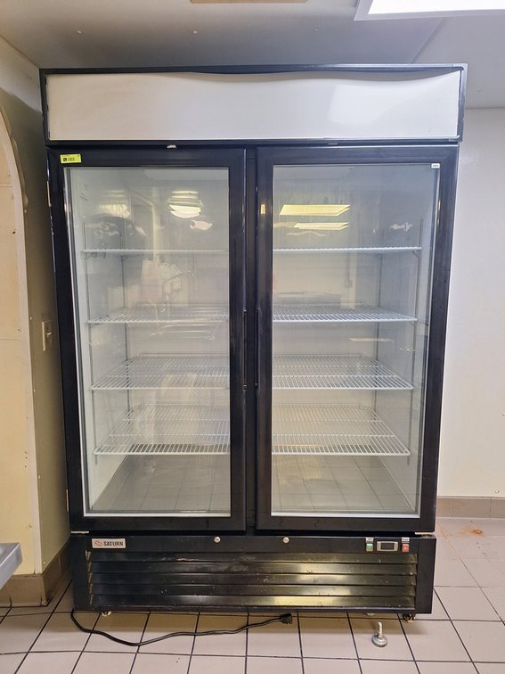 Saturn Equipment B Series Display Refrigerator on Wheels, Model: FBGM48-B, 115V, 54"x31"x81"