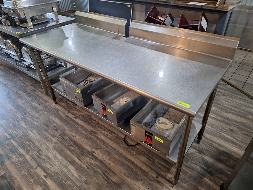 SS Prep Table with Backsplash and Undershelf, 72"x30"x35"