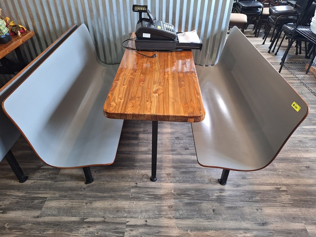 3 Restaurant Booth Assemblies, 60"x60" Footprints, 56"x23"x31" Tables