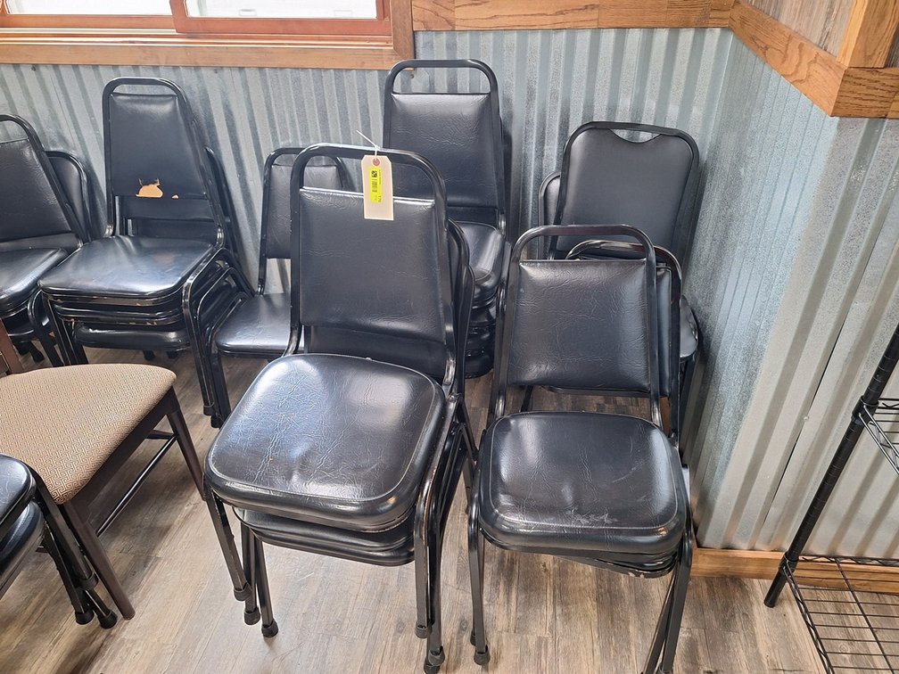 33 Assorted Padded Metal Dining/Stack Chairs, 18" Seat Height