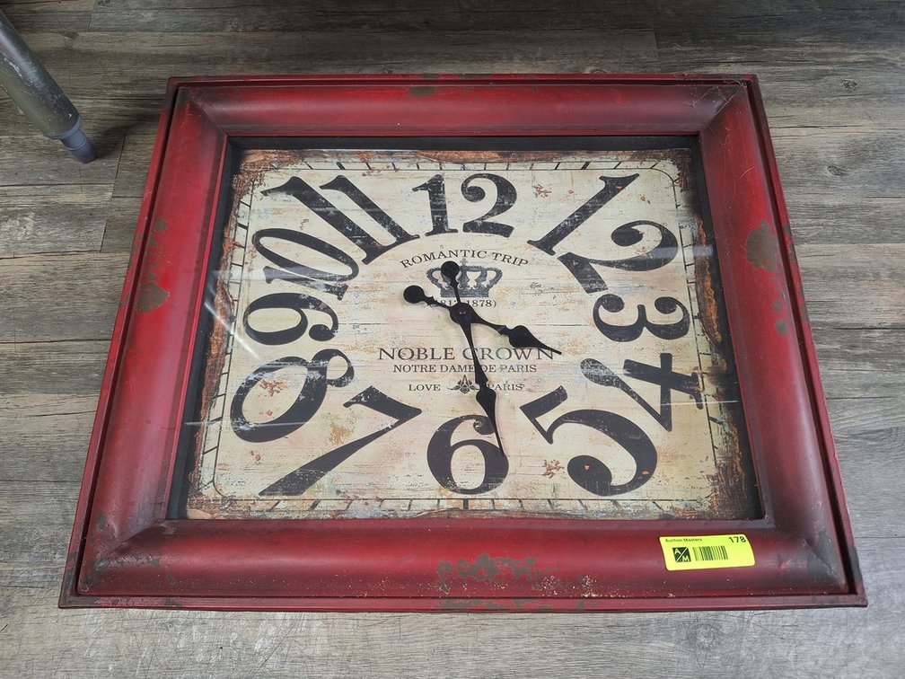 Metal Framed Wall Clock, 24"x20"