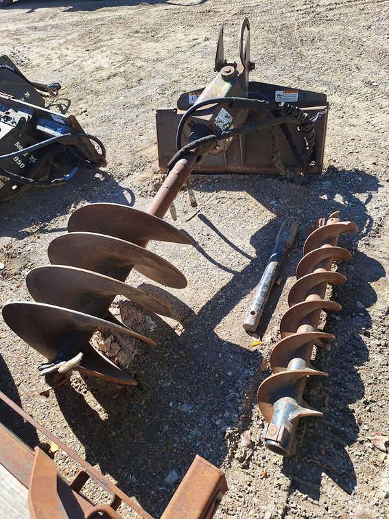 Ingersoll Rand Bobcat Auger Attachment, Model 15, Serial 187408932, 8" and 24" Augers, Auger Extension