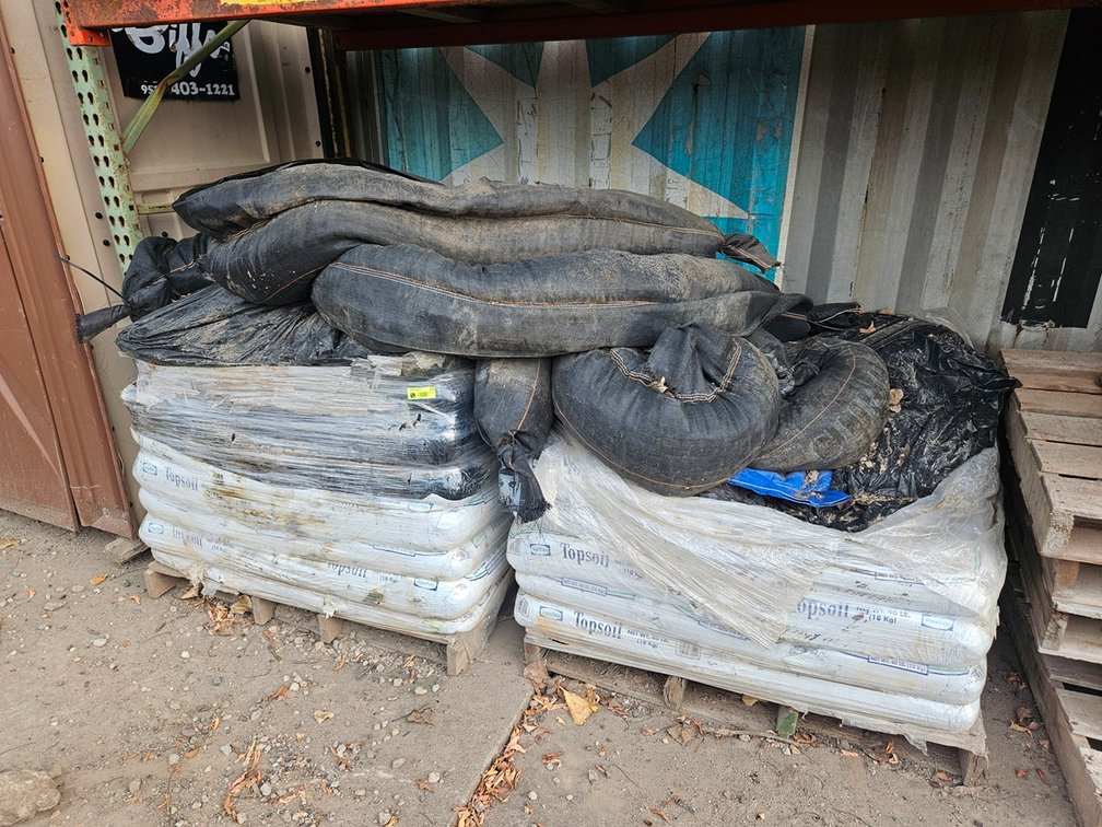 2 Pallets Top Soil, Water Barriers