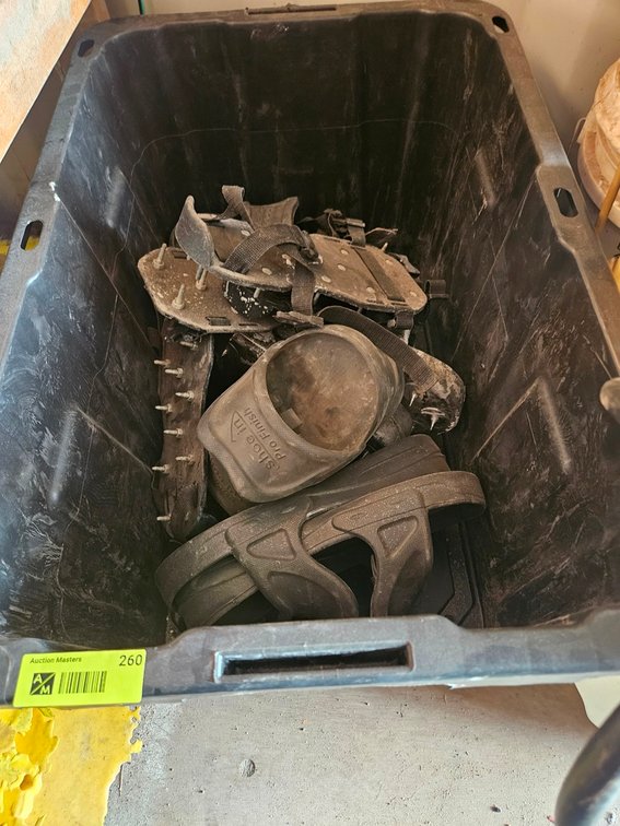 Bin of Concrete Cleat Shoes, More