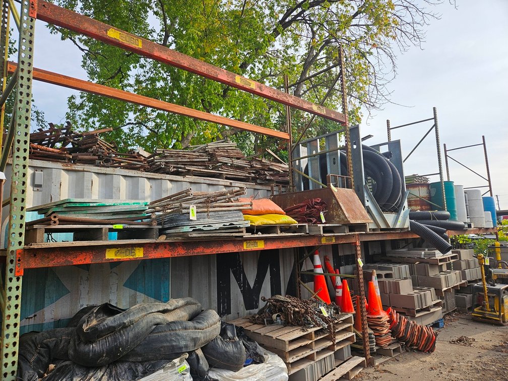 Pallet Racking, 4 Uprights 14'x42", 8 - 12' Crossbars, Wood Decking