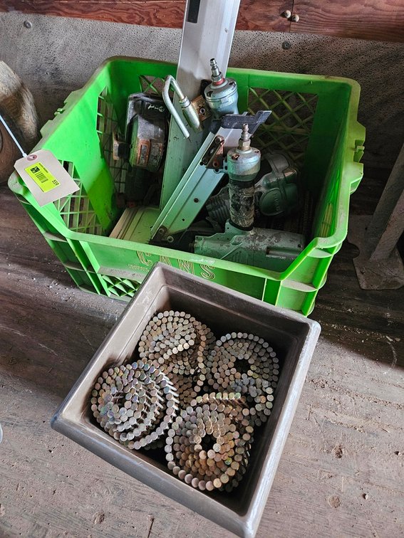 Assorted Pneumatic Nailers, Nails