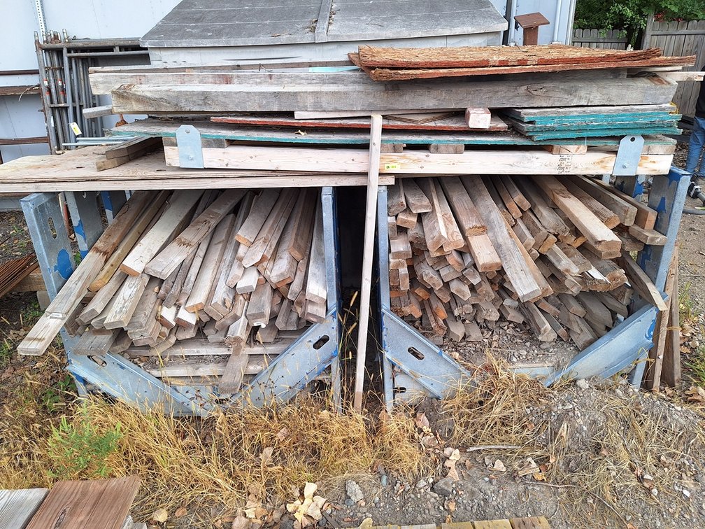 Metal Rack with Assorted Lumber
