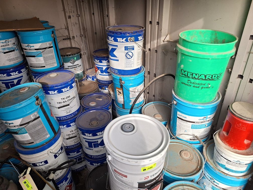 Assorted Buckets, Coating, Sealer, More