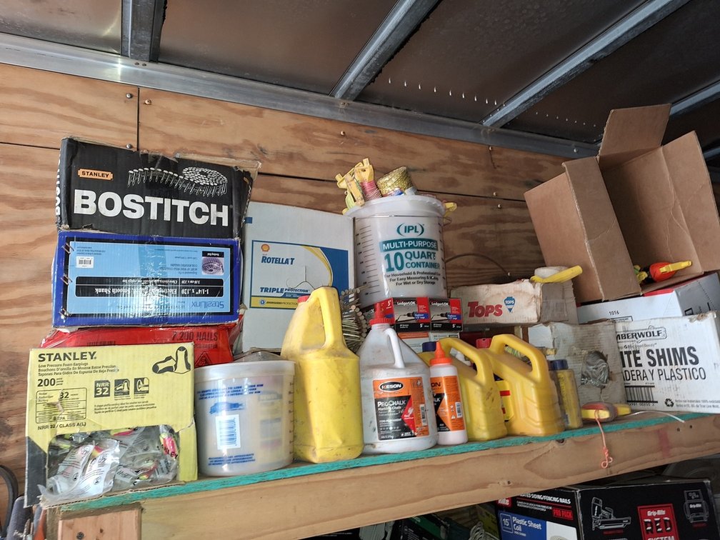 Assorted on Shelf, Fasteners, Shop Supplies, More