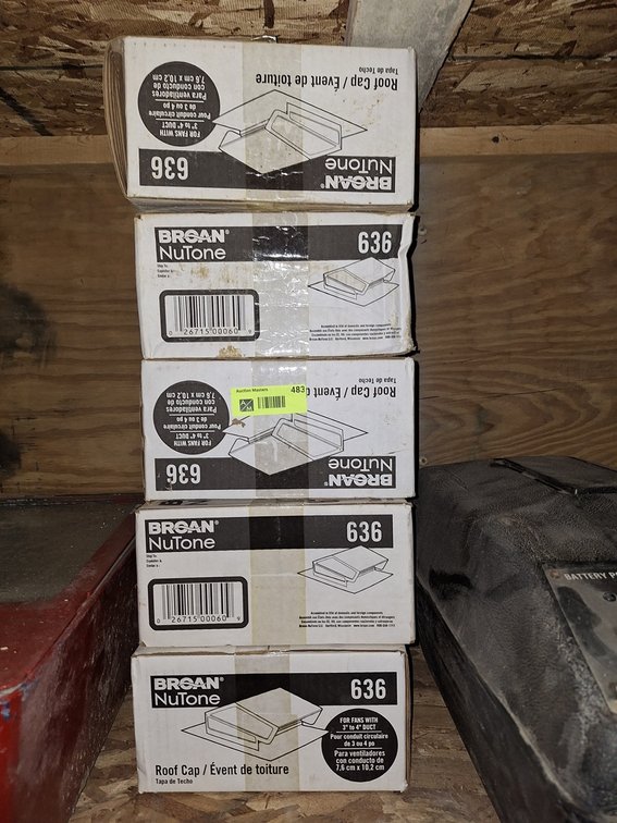 5 Boxes Broan Nutone 636 Roof Caps