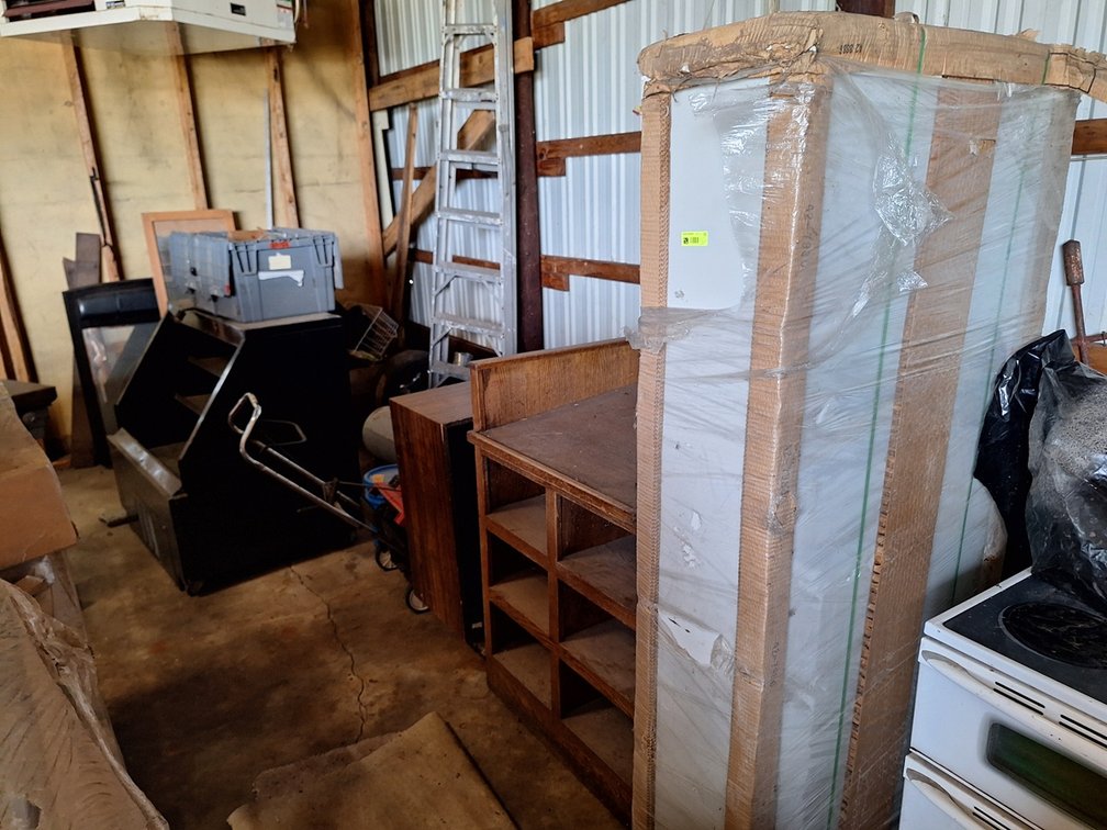 Assorted in Area, Cabinets, Snowblower, Ladder, More