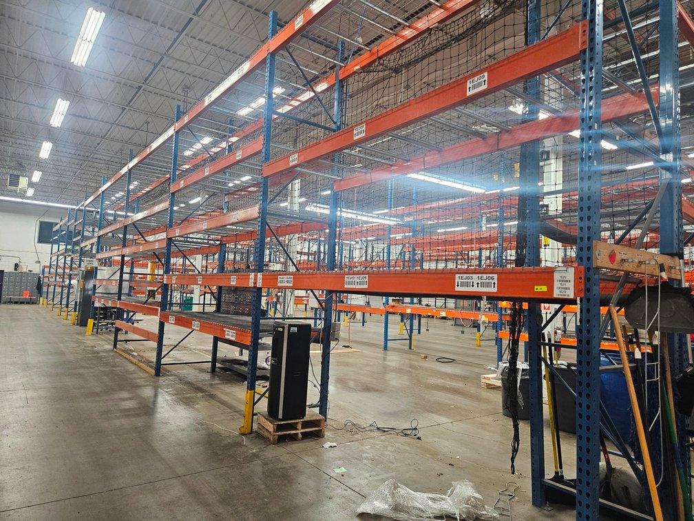 Pallet Racking- Uprights 10 - 42"x16', Crossbeams 66 - 12', with Wire Decking