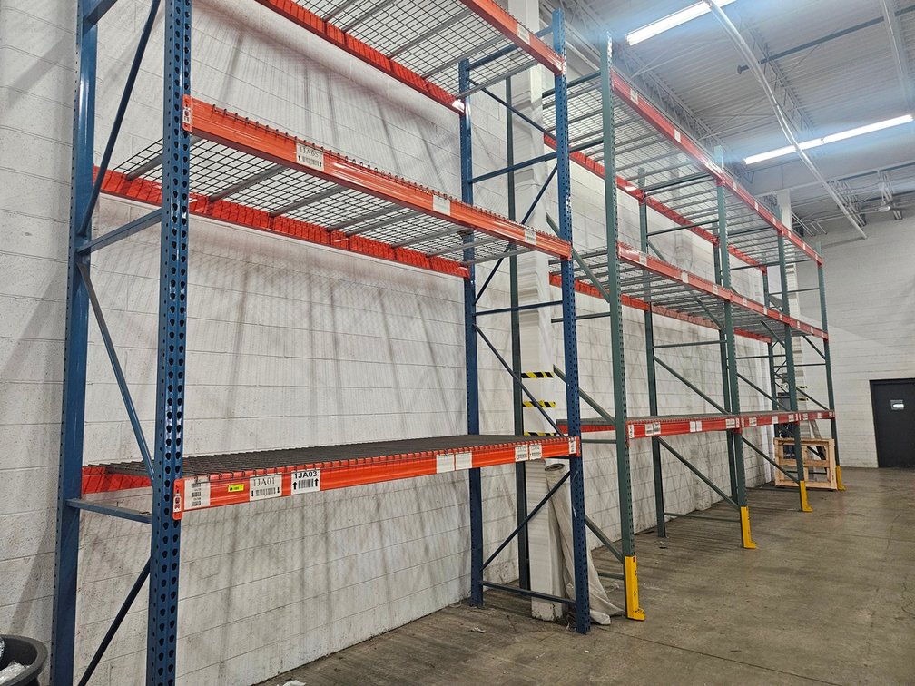 Pallet Racking- Uprights 6 - 42"x16', Crossbeams 24 - 10', with Wire Decking