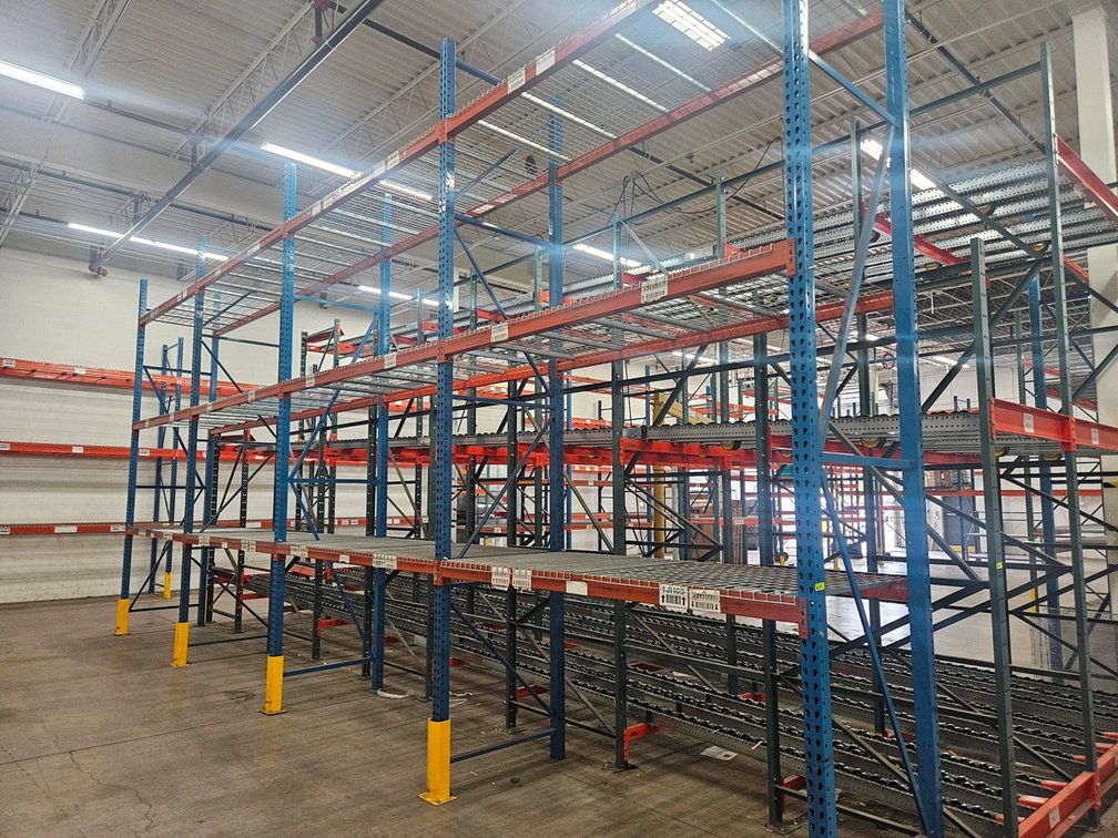 Pallet Racking- Uprights 5 - 42"x16', Crossbeams 24 - 8', with Wire Decking