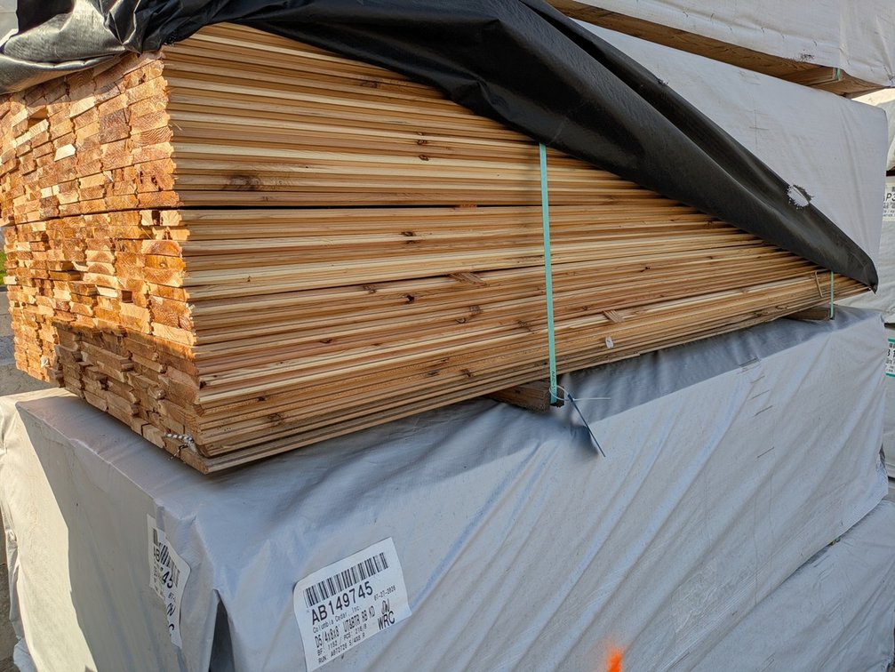 Cedar 1"x6" T&G V-Joint, Utility & Btr, 288 - 8' Lengths, 2304 Linear Feet, 960 Sq. Ft.