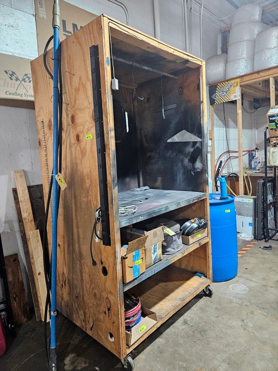 Wood Paint Booth Cabinet on Wheels, 49"x36"x92"