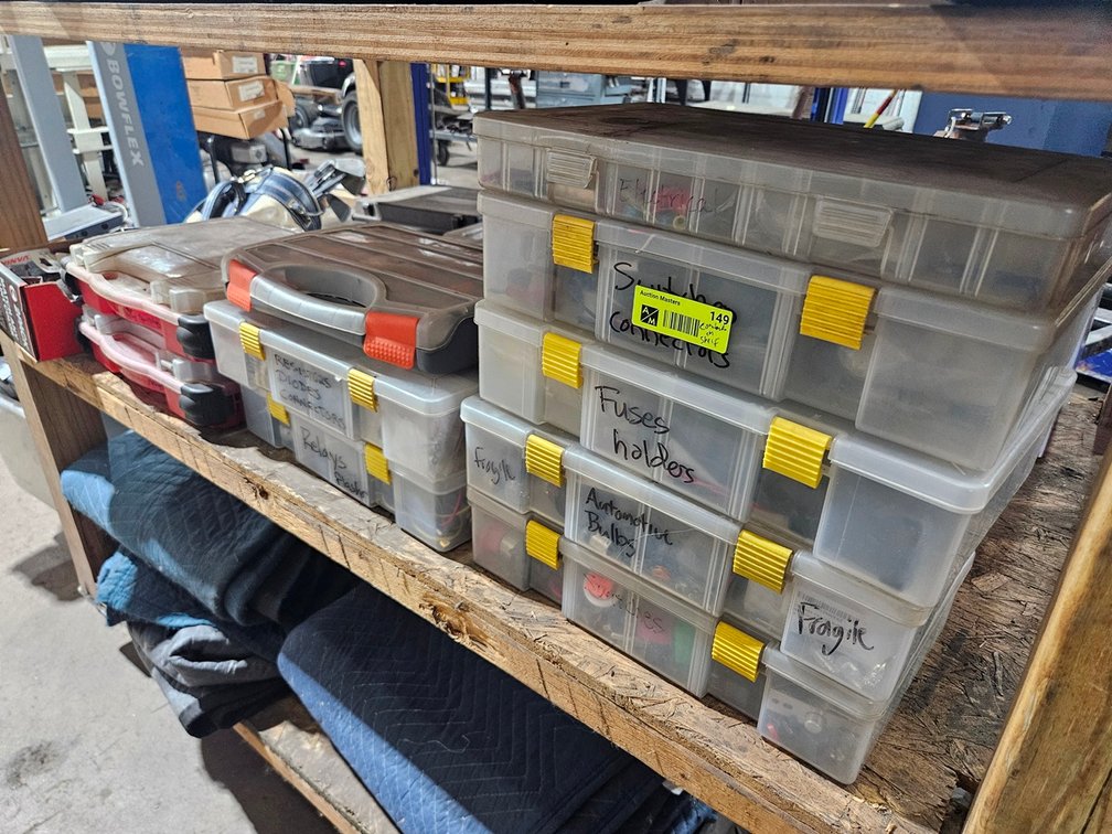 Assorted Poly Hardware Bins with Contents