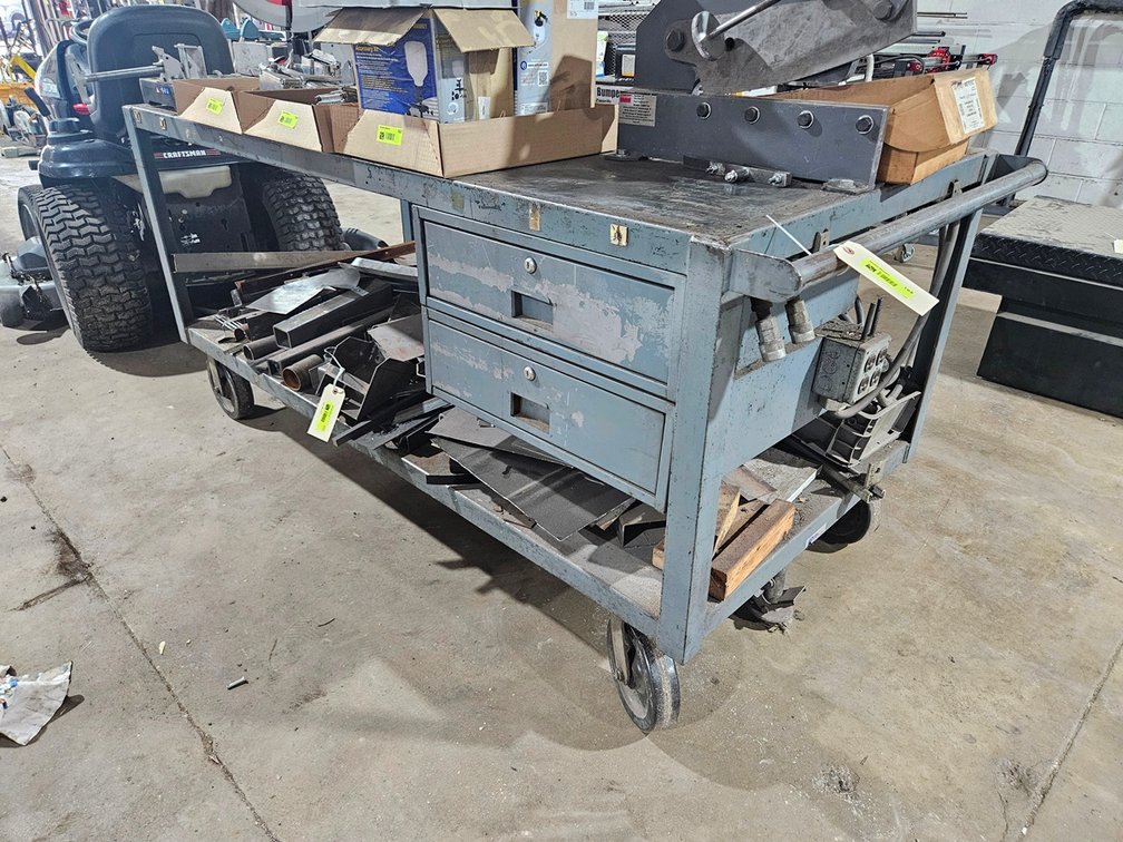 Metal Work Bench on Wheels, 72"x34"x35"