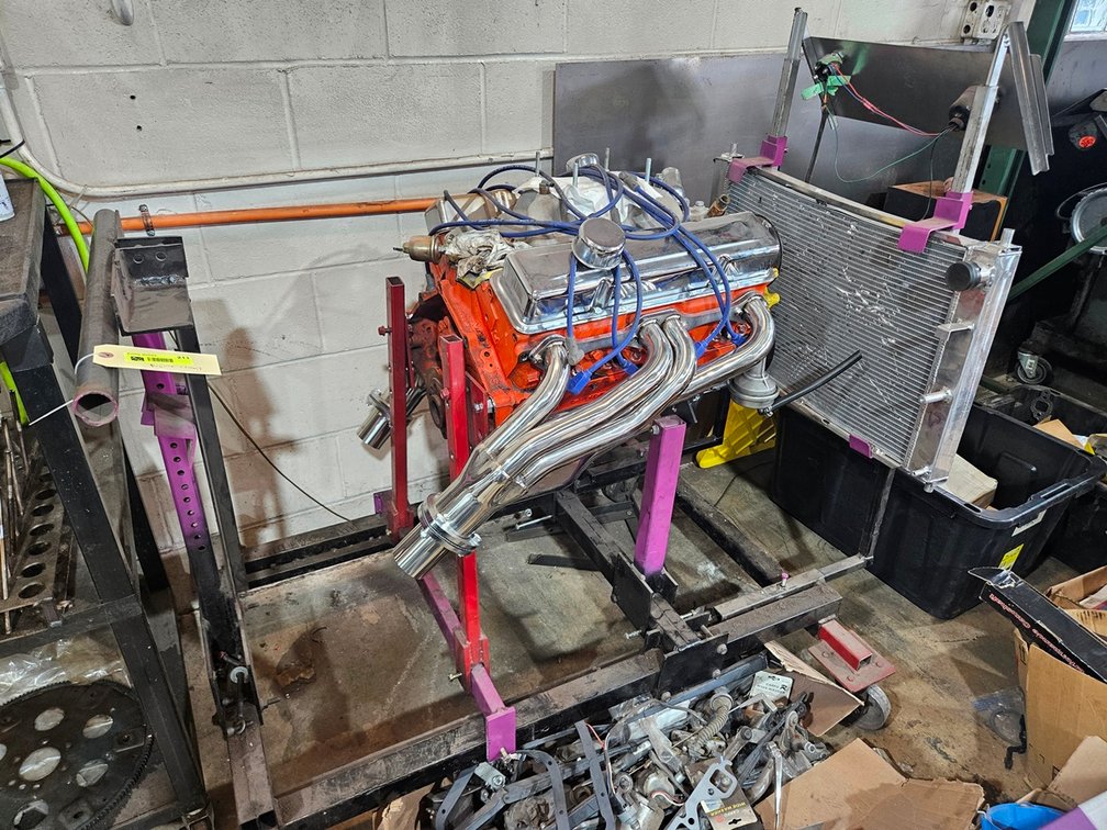 350 Small Block Engine, Casting Number 3970010 with Test Cart