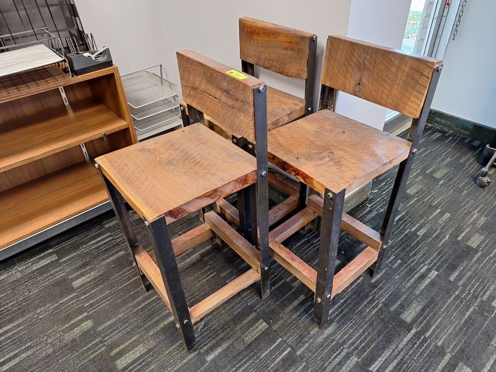 2 Wood/metal Stools, 24" Seat Height