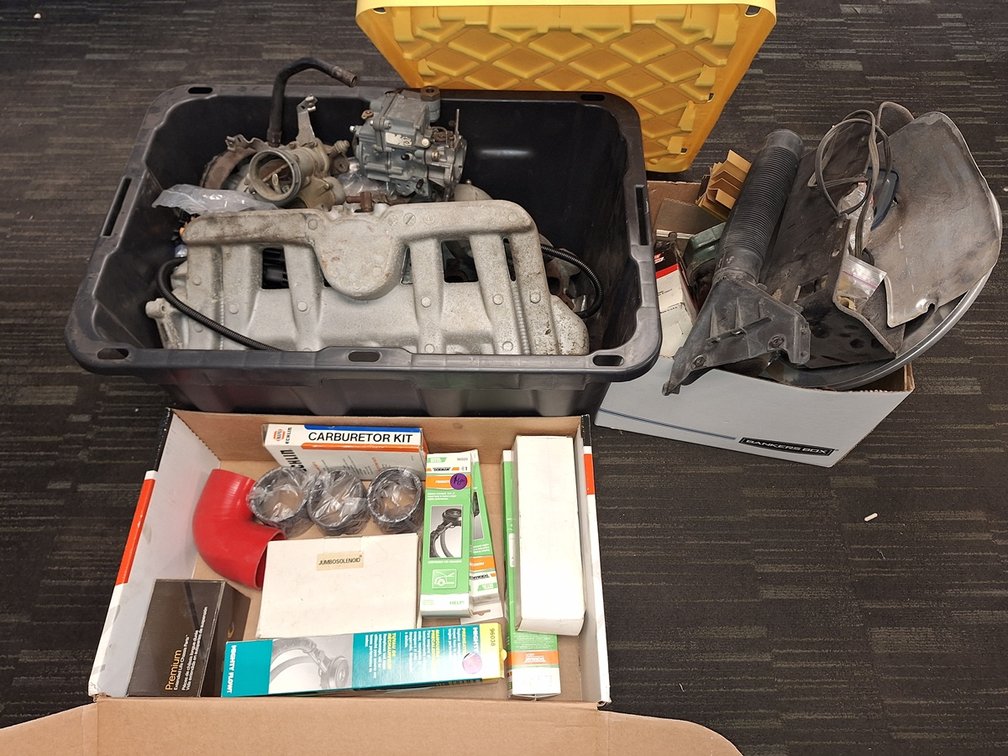 Assorted Car Parts, Pre Heater Hose, Manifold, More