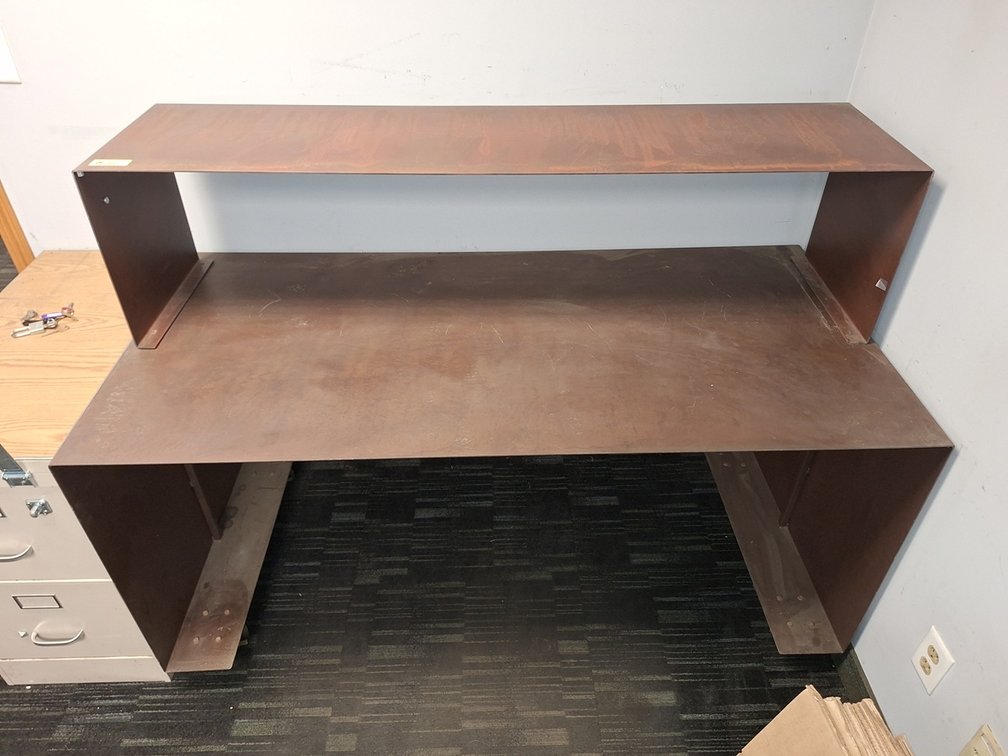 Metal Desk on Wheels with Overshelf, 62"x30"x45"
